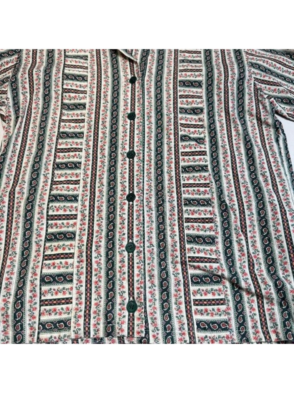 Vintage 90's Floral Paisley Button Up Shirt Women's Small Cottagecore Summer - Picture 2 of 5